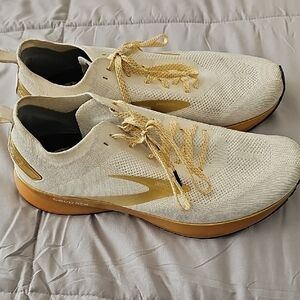 Brooks Cream and Gold Athletic Shoes